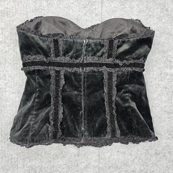 Nanette Lepore Top Womens 4 Velvet Corset Lace Trim Strapless Bustier Gothic - Picture 6 of 6